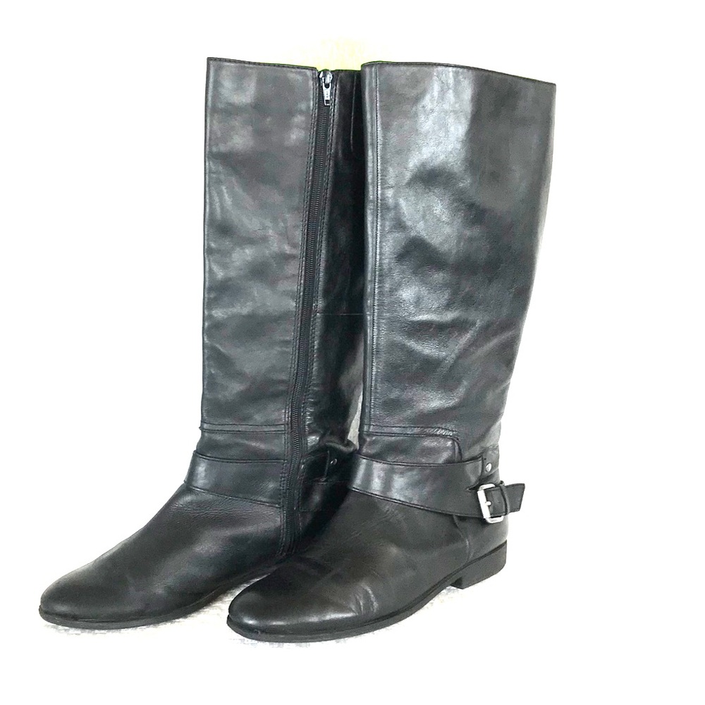 Nine West black leather knee boots size 11M